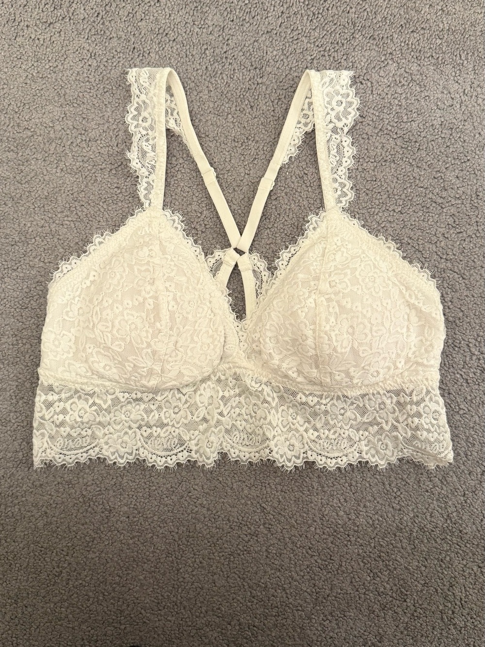 Aerie Cream Lace Bralette with Strappy Back